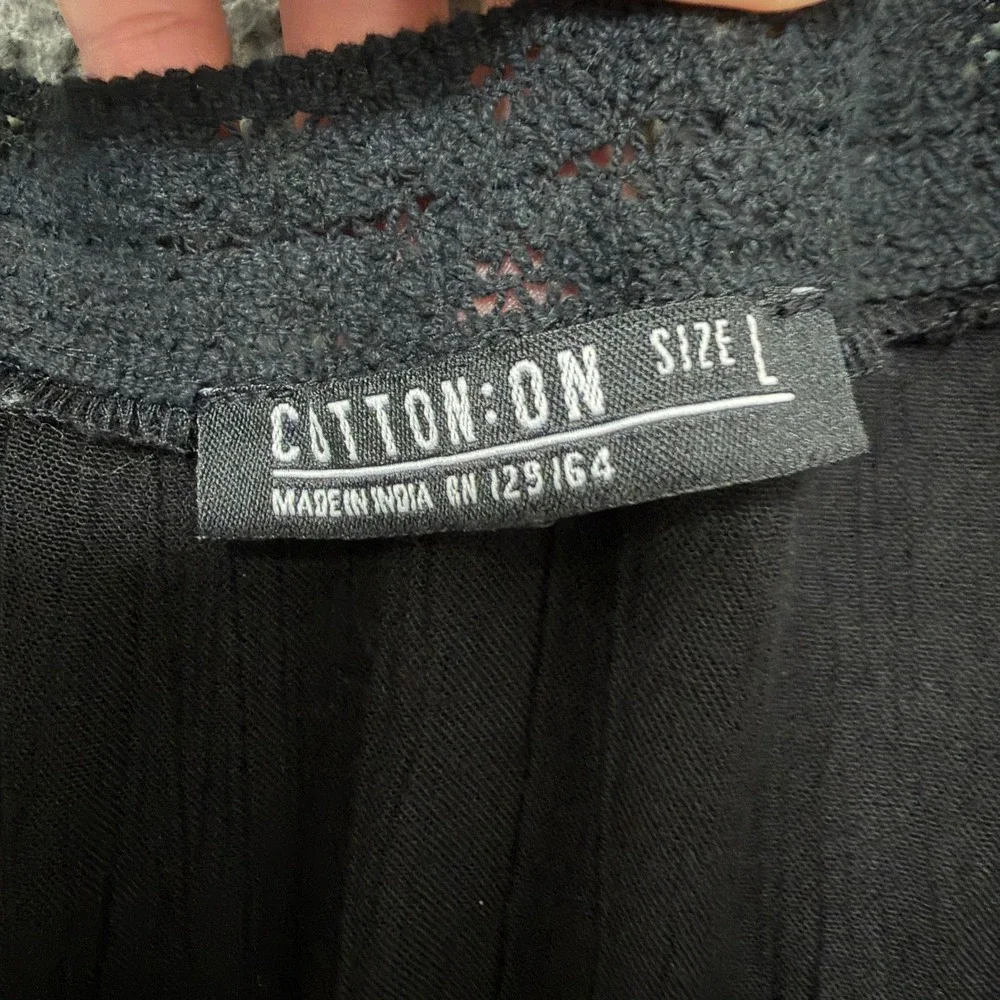 Cotton On Tunic Top Womens Large Black Embroidered Bell Sleeve Boho Peasant
